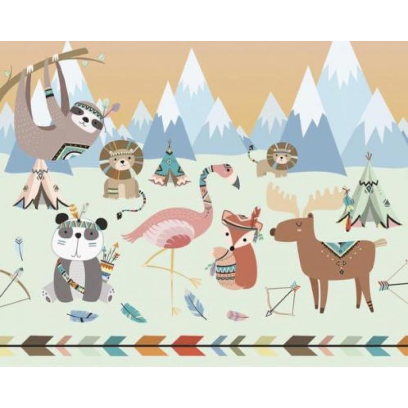 Vliesbehang Dierentuin, Dieren behang Kinderkamerbehang
