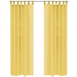 vidaXL Gordijnen voile 140x225 cm geel 2 st