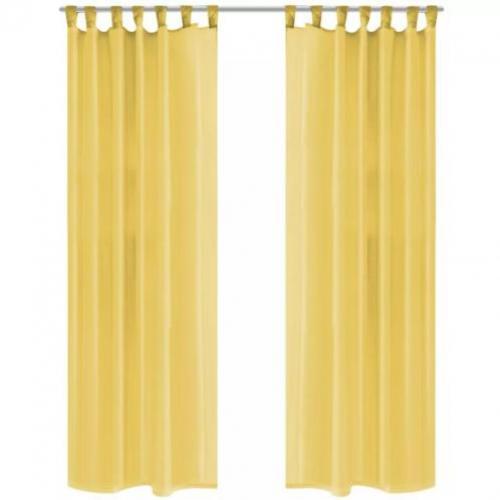 vidaXL Gordijnen voile 140x225 cm geel 2 st