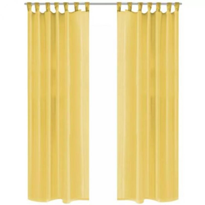 vidaXL Gordijnen voile 140x225 cm geel 2 st