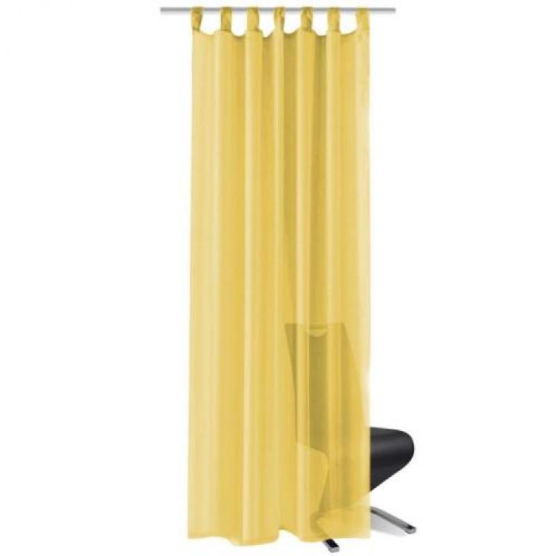 vidaXL Gordijnen voile 140x225 cm geel 2 st