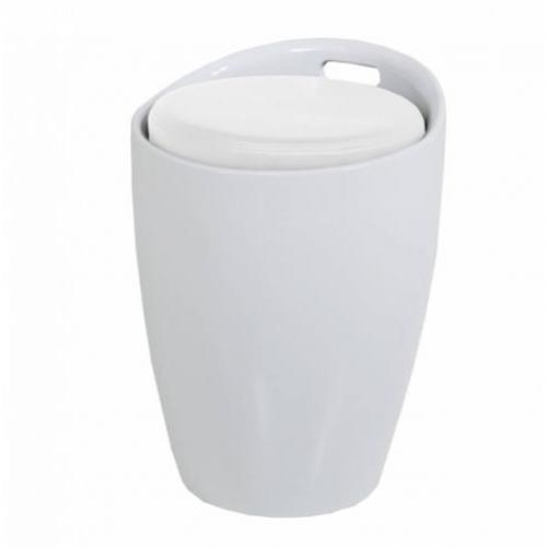 Mito hocker wit kunststof met wit kussentje stof bankje