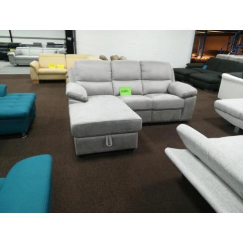 Grijze lounge bank met RELAX functie DIRECT LEVERBAAR
