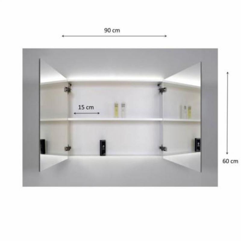 Spiegelkast Sanicare Qlassics Ambiance 90 cm 2 Deuren Zij...