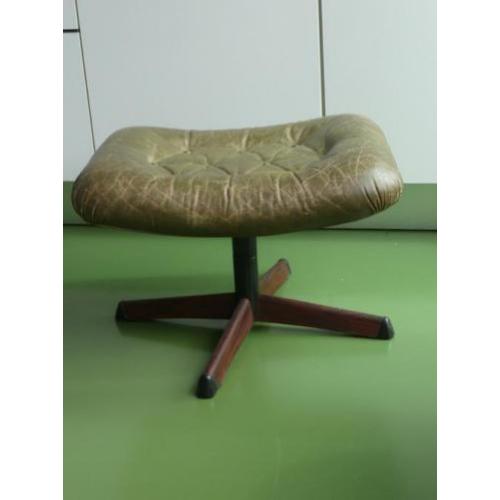vintage leren voeten bank ottoman groen bruin