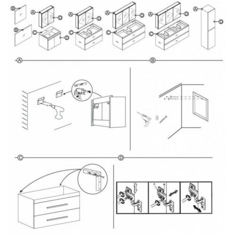 Badmeubelset Differnz The Collection 60x43x61 cm Wit/Zwar...
