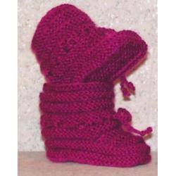 Baby Booties donkerroze, 0-3 m., babyslofjes handgebreid